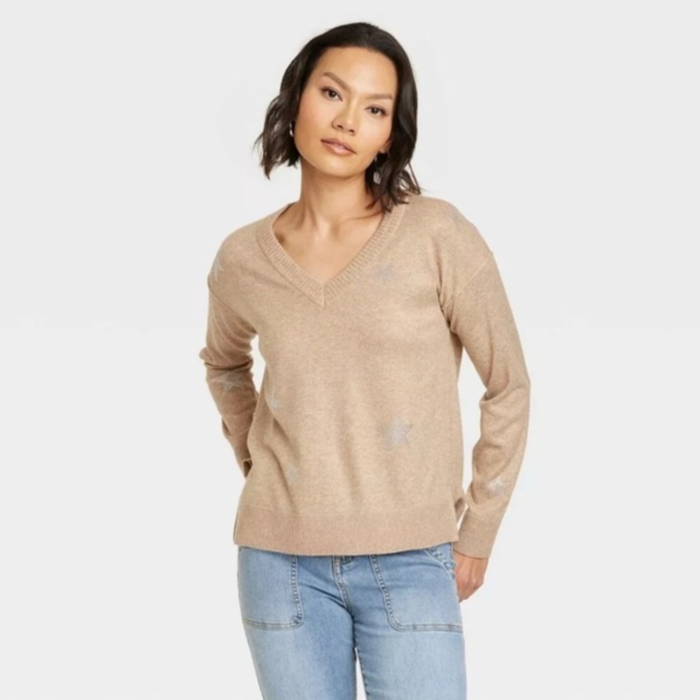 NWT Target Knox Rose Camel V-Neck Sweater